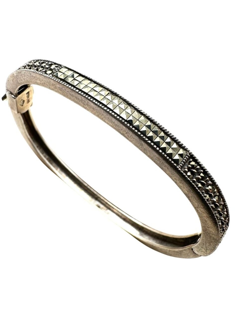 Judith Jack Marcasite Sterling SilverHinged Bangle Bracelet 23 Grams 6.5 Inch